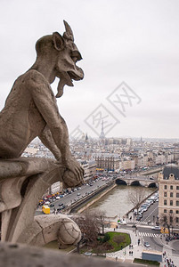 经典的cimera观点帕里斯从Notredam一个著名的cimera在notredam上图片