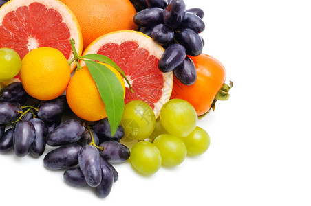 白色背景的一组水果健康的食物免费文字空间图片