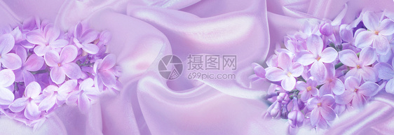 折叠的丝质布上有精细的粉红色花朵美丽的模板横幅或贺礼卡背景图片