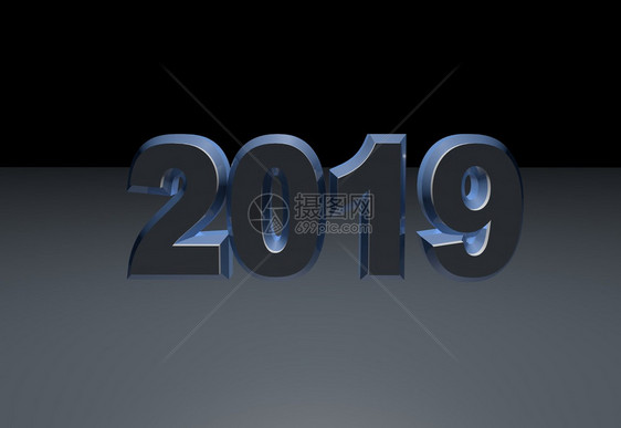 新年蓝文本20193d以灰色背景隔开新年蓝色文本以灰背景隔开图片