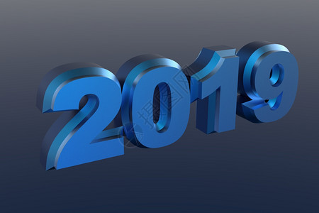 新年蓝文本20193d显示在蓝背景上显示在蓝色背景上图片