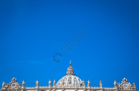 StPerBasilc详细节蓝天空背景用于复制空间罗马梵蒂冈州图片