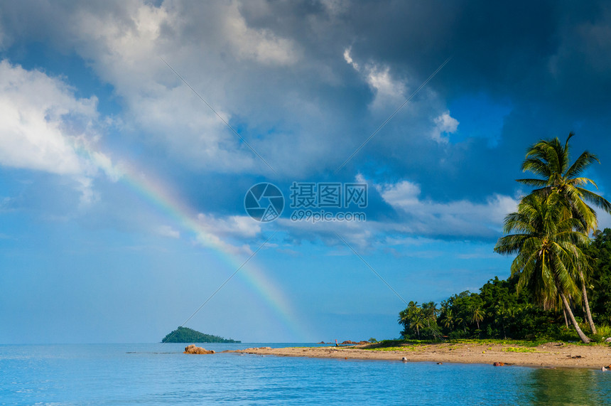 海滩岛屿彩虹椰子树泰国图片
