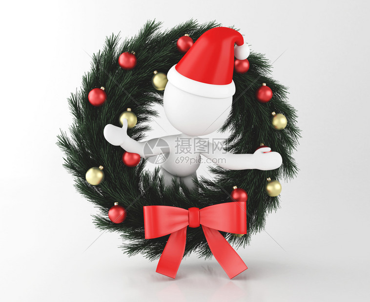 3d插图带圣诞装饰品的白人圣达克莱斯xma节的概念图片