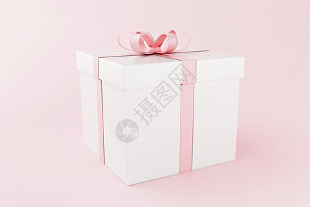 3d插图粉红色背景的礼品盒情人节和每日概念图片