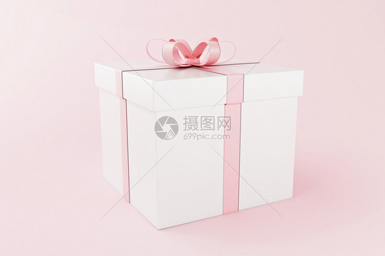 3d插图粉红色背景的礼品盒情人节和每日概念图片