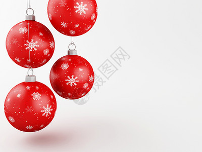 红色圣诞球传统的装饰品冬季快乐节日和圣诞快乐的概念图片