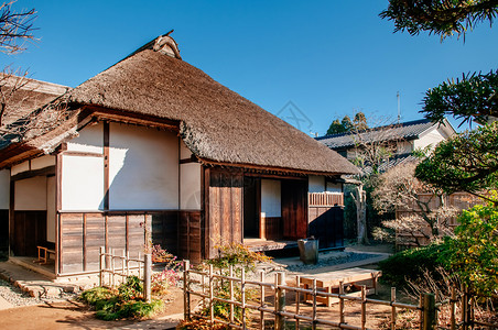 201年月日20年chibajpn古老的木头屋顶是日本武士之家和花园在toky附近的著名edo武士村sakur市图片
