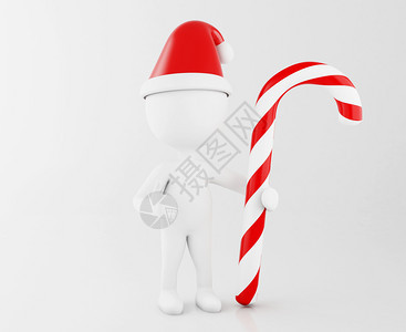 3d插图白人用糖果手杖圣达克拉斯xmas节日的概念图片