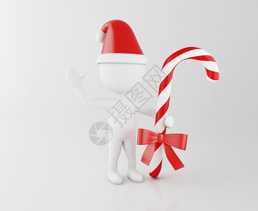 3d插图白人用糖果手杖圣达克拉斯xmas节日的概念图片