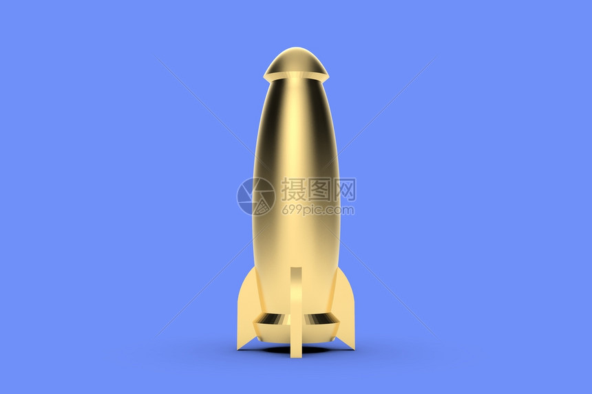 火箭飞船三维渲染隔离在蓝色火箭飞船三维渲染图片
