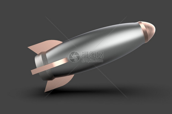 火箭飞船的三维渲染隔离在灰色上火箭飞船三维渲染图片