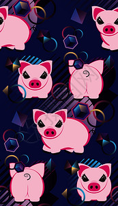 装饰设计可爱的猪抽象背景图片