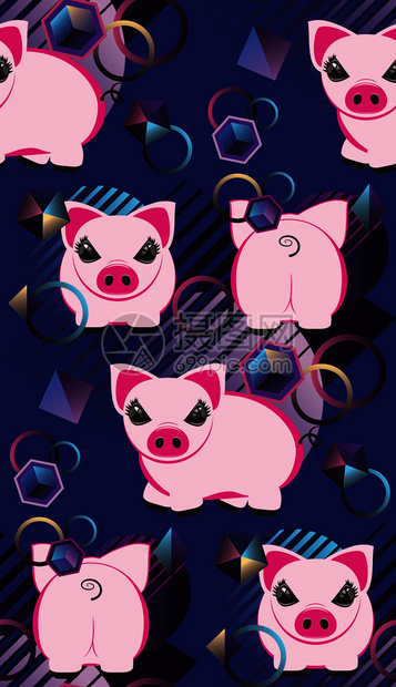装饰设计可爱的猪抽象背景