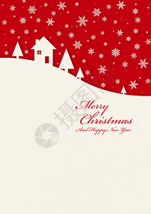 古老的圣诞快乐有彩色儿童卡和雪花下的房子圣诞快乐有彩色儿童卡图片