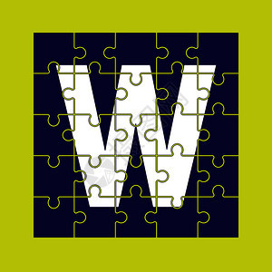 字母w写在拼图的上背景图片