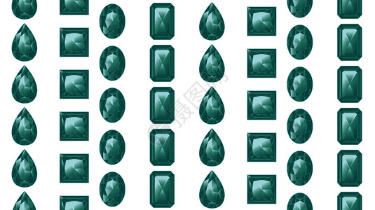 翡翠模特不同形状的绿色宝石矢量设计元素插画