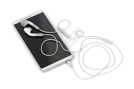 苹果手机系列白色背景的智能手机和有线耳背景