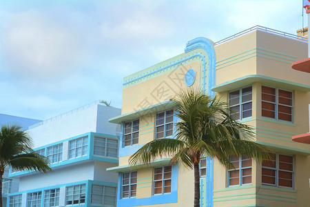 佛罗里达州迈阿密艺术deco建筑视图图片