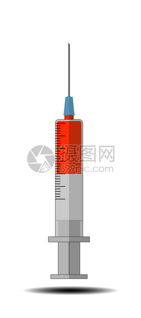 注射器装满红药图片