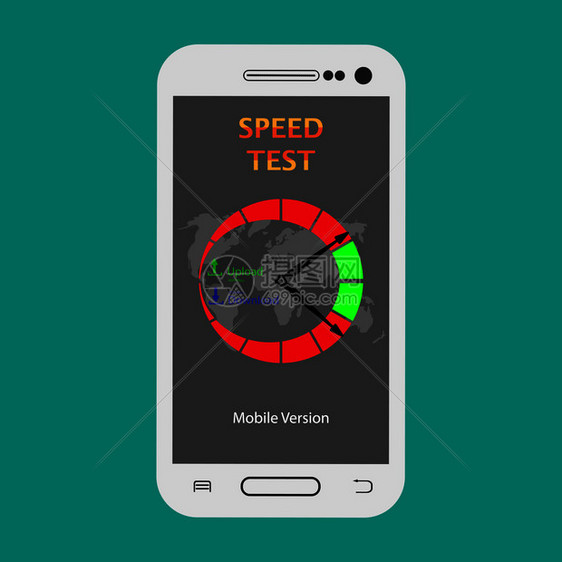 在智能手机屏幕上显示测试数据传输速度图片
