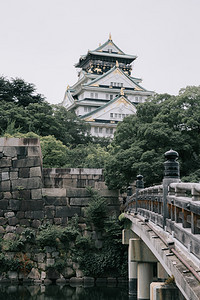 在日本雅潘的osak城堡具有电影古代风格图片