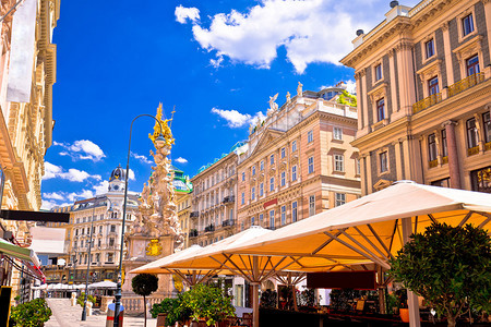 位于奥地利首都Viona视图中的历史建筑广场背景图片