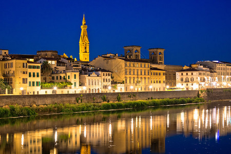 河滨意大利沿岸地区佛罗伦萨晚间风景意大利河沿岸地区图片
