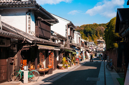 日本老城的购物街图片