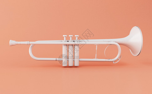 3d插图粉红色背景上的白喇叭音乐概念图片