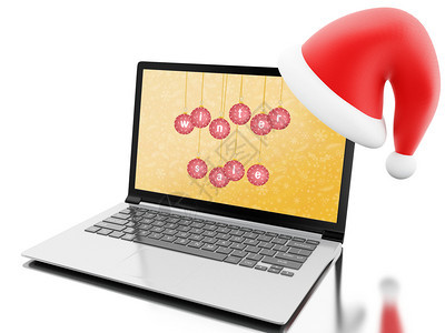 3d喜悦在网上购买圣诞节概念孤立的白色背景图片