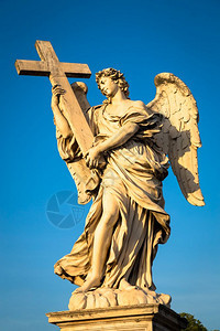 这座桥上的天使雕像在凯撒桑特尔斯柯面前概念对精神和信仰都有用图片