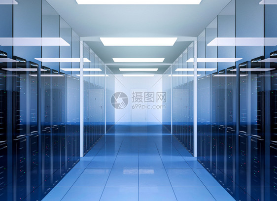 内部数据中心服务器机房3D图片