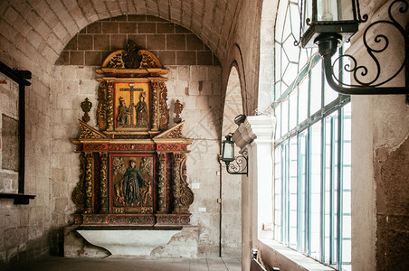 201年5月日马尼拉菲利平古老的美丽走廊和圣斯廷教堂走廊图片