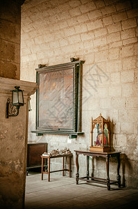 201年5月日马尼拉菲利平古老的美丽家具和圣古斯廷教堂走廊图片