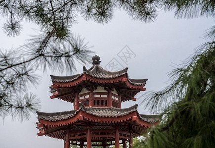 在西和尔斯柯an的巨型野鹅塔庙宇上建造传统筑巨型野鹅塔的传统屋顶图片