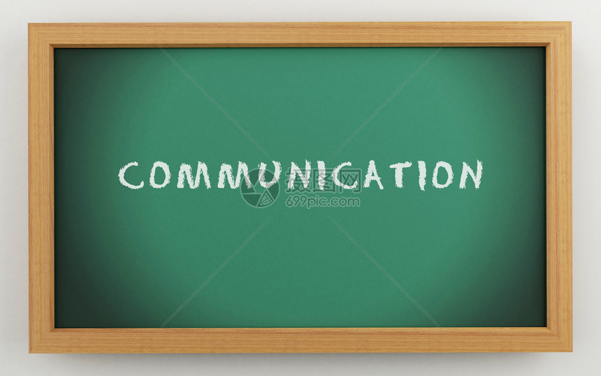 3d说明绿色黑板通信商业概念图片