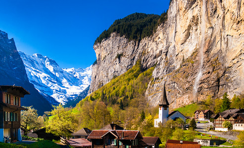 美丽的水边布罗宁风景瑞士图片