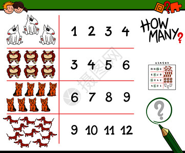 有多少狗动物儿童计数活动图片