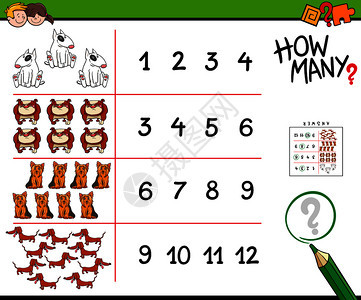 有多少狗动物儿童计数活动图片