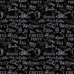 咖啡和可字母无缝模式用黑色背景绘制手库存矢量说明模式包装壁纸免费手咖啡饮料图片