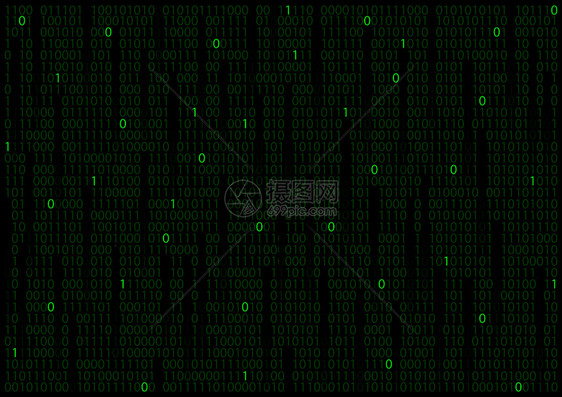 含有消失代码的黑色背景绿二进制矩阵图片