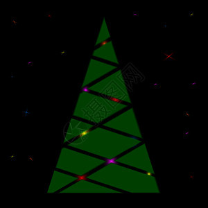 一棵有星和背光的圣诞树轮图片