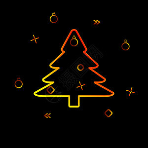 圣诞树的轮廓和黑色背景的喜庆树图片