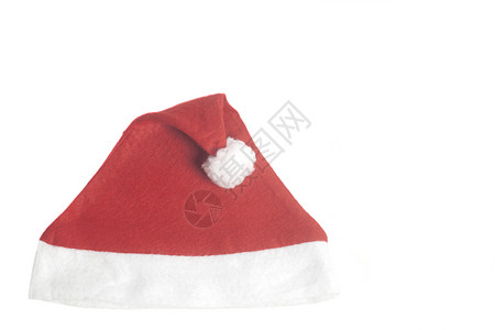 圣诞老人的红色圣诞帽隔离在白色圣诞老人红色圣诞帽背景图片