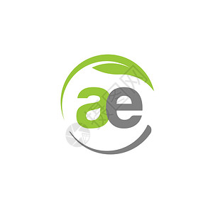 ae环境保护带有绿叶标志环的创意字母ae插画