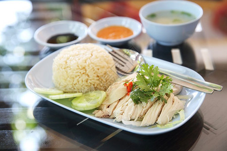 泰国曼谷鸡肉加大米背景