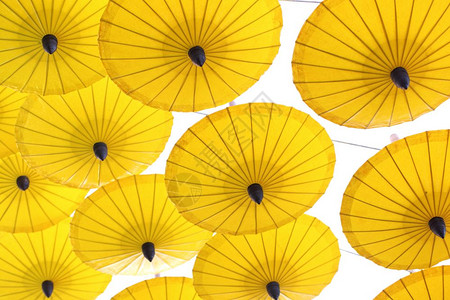 白色背景的黄雨伞图案图片