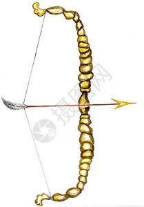 手画黄色弓用箭水彩图画图片