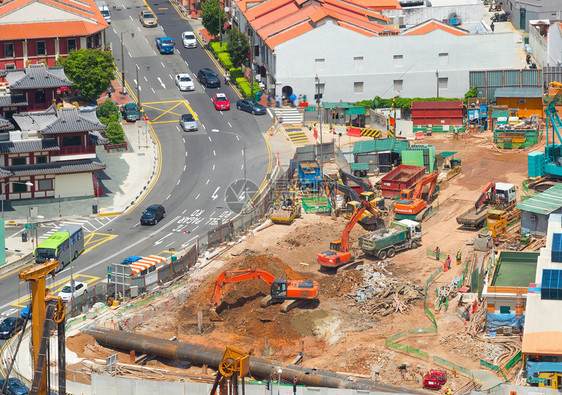 夏尔加波文街建筑工地的空中观察图片